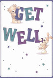 This Catford-inspired get well card is a gentle burst of warmth and optimism, capturing the essence of the neighbourhood's close-knit kindness. Two adorable characters occupy centre stage-a softly rendered teddy bear and a lively puppy-both appearing so animated in their joy, you can almost picture them leaping from the page and into Bromley Road's flower stalls. Their tiny paws hold aloft vibrant, oversized letters in hues of indigo and teal, spelling out 'Get Well' with exuberance against a creamy, inviting background. Twinkling stars in blue and purple pepper the scene, casting a whimsical aura much like the twilit sky behind Catford's Broadway Theatre. Both animals' fur is illustrated with a softness so real it almost offers a tactile comfort, reminiscent of the plush blankets found in a care package or the gentle petals of freshly delivered flowers. This card feels less like a simple message and more like an outpouring of genuine support-a small, colourful celebration designed to carry hope, comfort, and kindness throughout Catford's caring community, perfectly suited for delivering encouragement to anyone on the path to recovery.